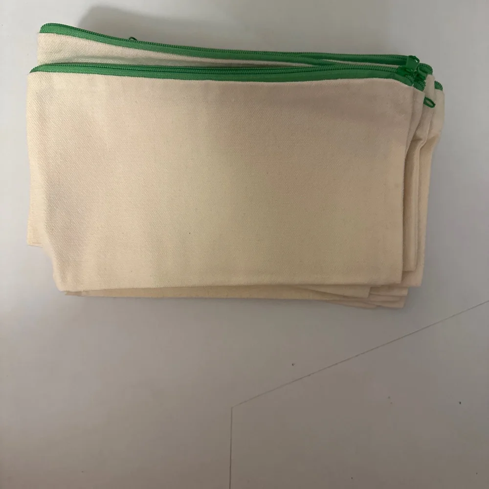 Unbranded Pencil Cases One Size Beige with Green, Pink, Blue Zippers
